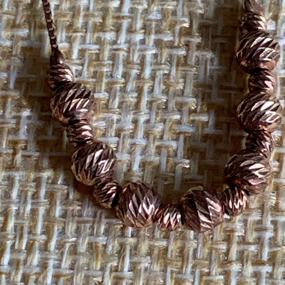 Rose gold tone sterling Italian beaded necklace. Stamped Dyadema.